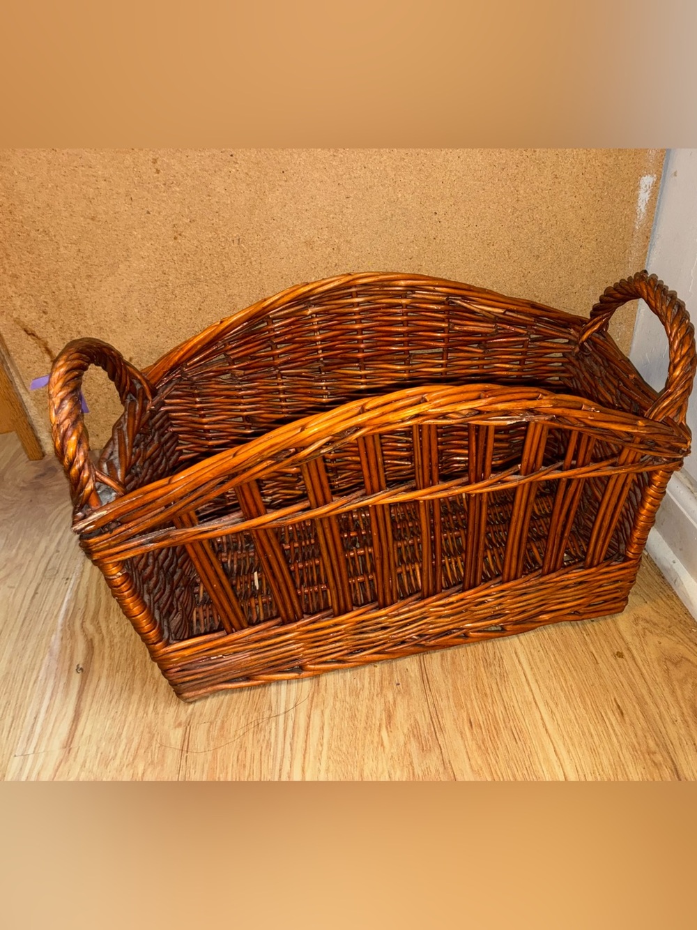 Wicker Rattan Storage Basket in Warm Brown - Home Accents